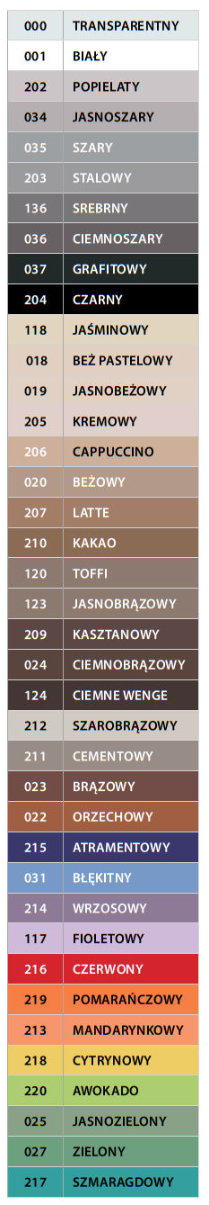 ATLAS SILIKON ARTIS kolory